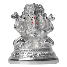 Load image into Gallery viewer, Diviniti Panchmukhi Ganesha Idol for Home Decor| 999 Silver Plated Sculpture of Ganesha Figurine| Idol for Home, Office, Temple and Table Decoration| Religious Idol For Pooja, Gift (7 X 5 X 8.4)CM