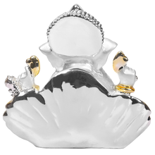 Load image into Gallery viewer, Diviniti Lord Ganesha Idol for Home Decor| 999 Silver Plated Sculpture of Lord Ganesha in Seep| Idol for Home, Office, Temple and Table Decoration| Religious Idol For Pooja, Gift (10 X 5.3 X 9.5)CM
