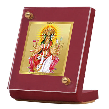 DIVINITI 24K Gold Plated Gayatri-1 Frame For Car Dashboard, Home Decor & Puja Room (MDF 1B)(6.5 x 5.5 CM)