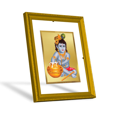 DIVINITI 24K Gold Plated Foil Bal Gopal Traditional Photo Frame Idol for Home Wall Decor, Prayer, Workshop, Luxurious Gift|DG101 Size 2 (22.6x18.4 CM)