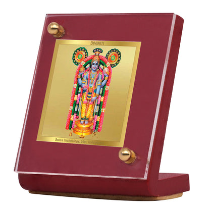 Diviniti 24K Gold Plated Guruvayurappan Ji Frame For Car Dashboard, Home Decor, Table Top (5.5 x 6.5 CM)