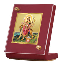 Load image into Gallery viewer, Diviniti 24K Gold Plated Durga Mata Frame For Car Dashboard, Home Decor, Puja, Festival Gift (5.5 x 6.5 CM)
