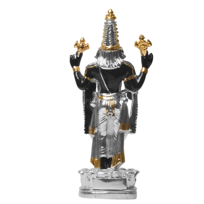 Diviniti Tirupati Balaji Idol for Home Decor| 999 Silver Plated Sculpture of Tirupati Balaji Black| Idol for Home, Office, Temple and Table Decoration| Religious Idol For Pooja, Gift