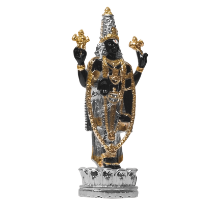 Diviniti Tirupati Balaji Idol for Home Decor| 999 Silver Plated Sculpture of Tirupati Balaji Black| Idol for Home, Office, Temple and Table Decoration| Religious Idol For Pooja, Gift