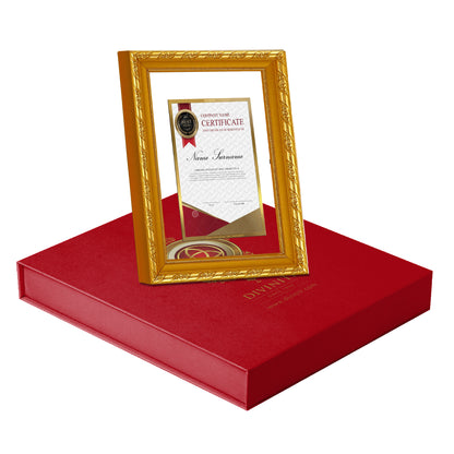 DIVINITI 24K Gold Plated Foil Customized Photo Frame Idol for Home Decor, Wall Hanging, Workshop, Table Top, Gift|DG103 Size 2 (22.6x18.4 CM)