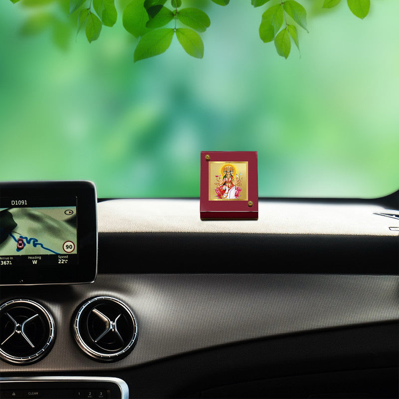 DIVINITI 24K Gold Plated Gayatri-1 Frame For Car Dashboard, Home Decor & Puja Room (MDF 1B)(6.5 x 5.5 CM)
