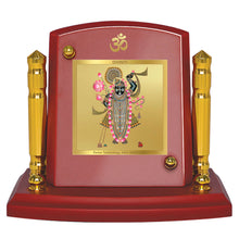 Load image into Gallery viewer, Diviniti 24K Gold Plated Shrinathji For Car Dashboard, Home Decor, Table, Puja (7 x 9 CM)