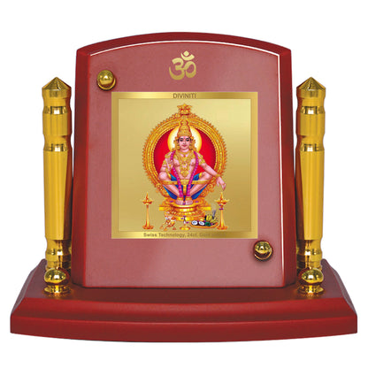 Diviniti 24K Gold Plated Foil Ayyappan Ji Photo Frame for Car Dashboard, Home Decor, Tabletop, Puja Room, Showpiece and Gift  MDF1BP+ (6.5x5.5 CM)