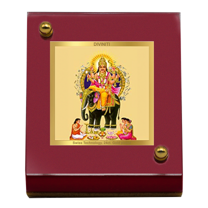 Diviniti 24K Gold Plated Vishwakarma Ji Frame For Car Dashboard & Home Decor Showpiece (5.5 x 6.5 CM)