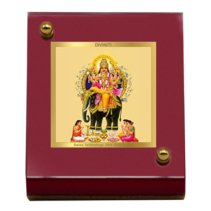 Diviniti 24K Gold Plated Vishwakarma Ji Frame For Car Dashboard & Home Decor Showpiece (5.5 x 6.5 CM)