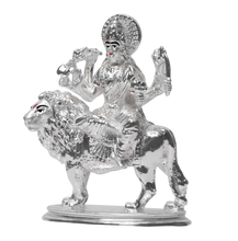Load image into Gallery viewer, Diviniti Sherawali Mata Idol for Home Decor| 999 Silver Plated Sculpture of Sherawali Mata Figurine| Idol for Home, Office, Temple and Table Decoration| Religious Idol For Pooja, Gift
